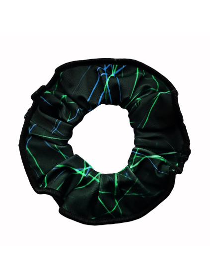Gumička do vlasů - scrunchie - v556 černomodrozelená