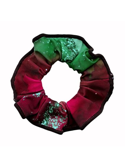 Gumička do vlasů - scrunchie - v564 červenozelená