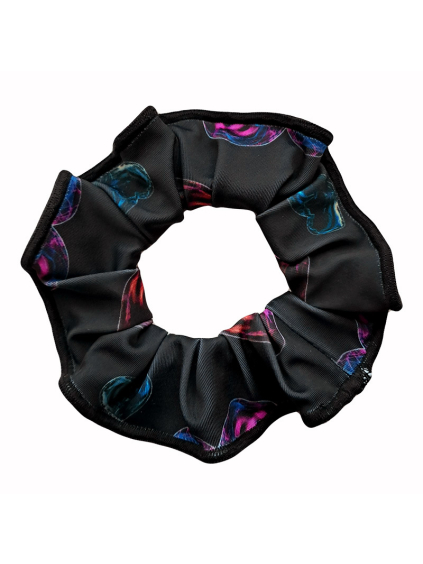 Gumička do vlasů - scrunchie - v554 černá s modrou