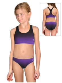 Dívčí sportovní plavky dvoudílné PD658 t122 černofialová ombré