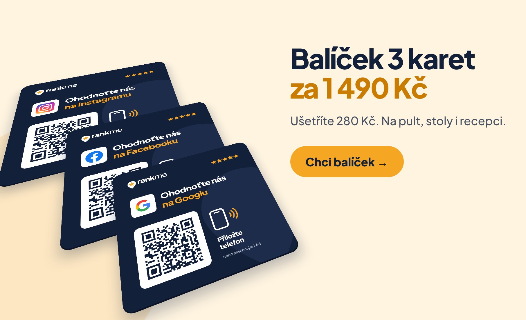 Balíček 3 recenzních karet za 1 490 Kč