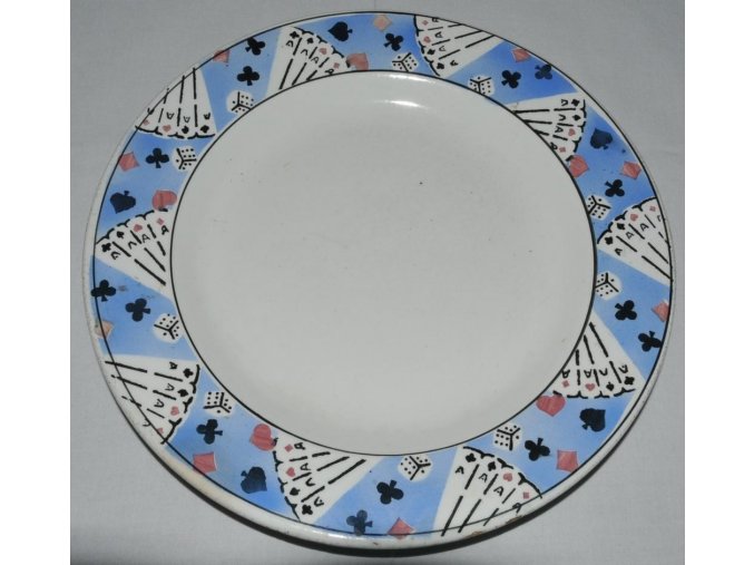 ozdobný talíř - Kravsko s motivem karet, kameninový talíř