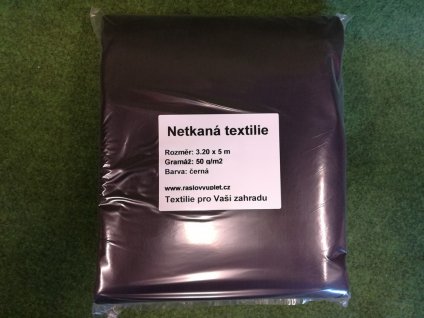Netkaná mulčovací textílie, 50g/m2, 5m x 3,2m - černá