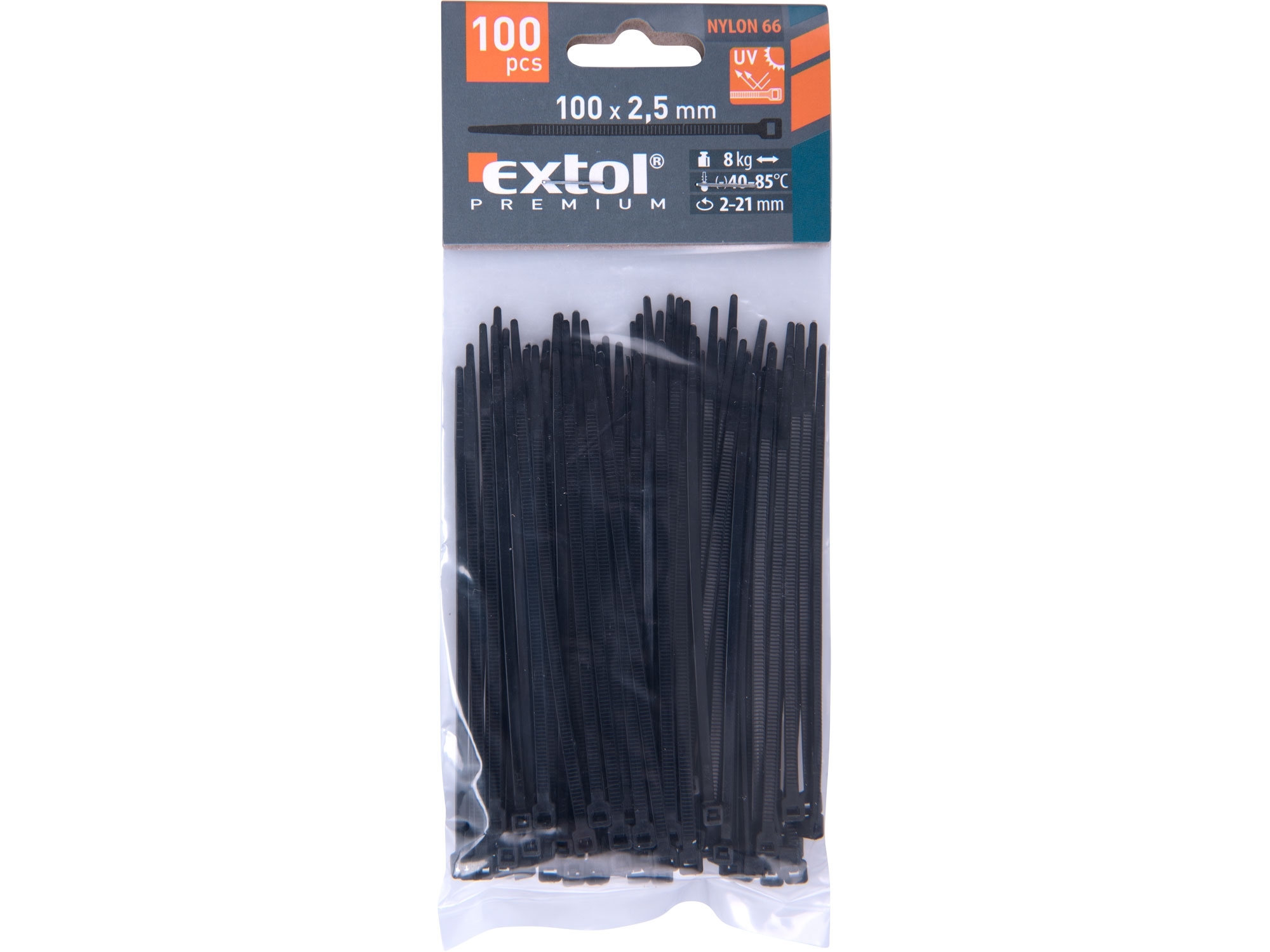 EXTOL PREMIUM Stahovací jednorázová páska 100 x 2,5mm, 100ks - černá ZAHRADA Sklad6 2990 >100