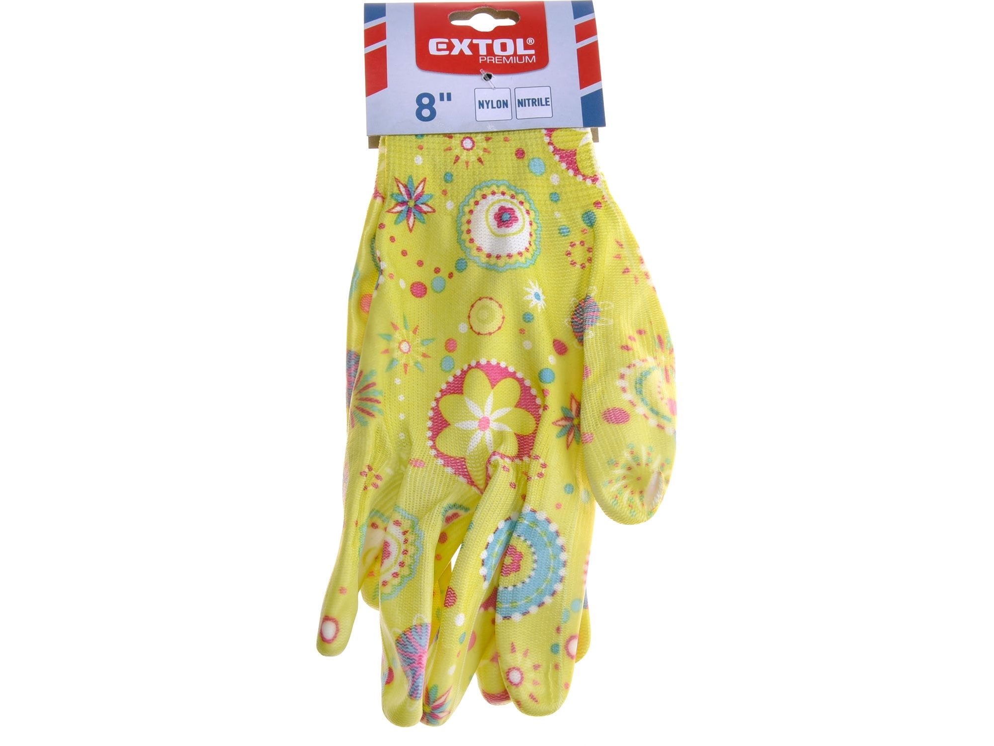 EXTOL PREMIUM Pracovní rukavice zahradní nylonové polomáčené v nitrilu, velikost 8 - žluté 3014 ZAHRADA Sklad6 3014