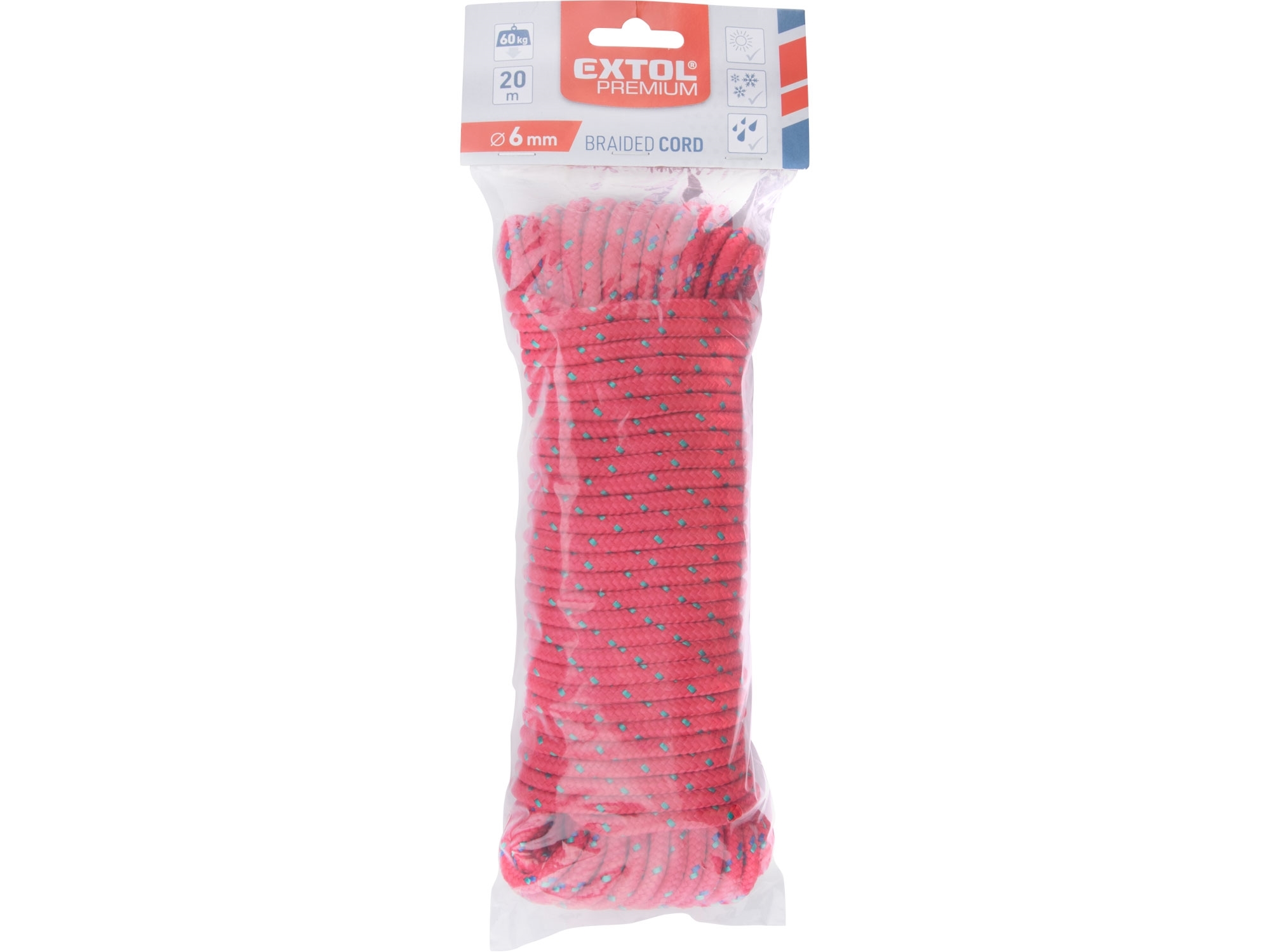 EXTOL PREMIUM Pletená polypropylenová šňůra – 6 mm x 20 m, červená ZAHRADA Sklad6 1503 >100