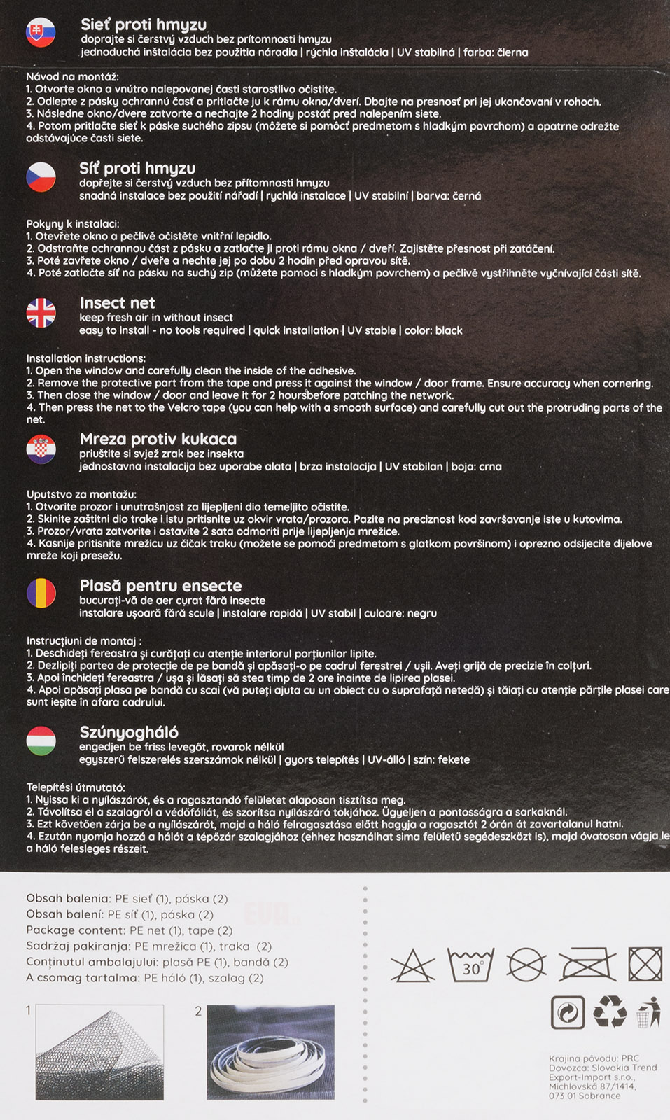 Strend Pro Síť okenní proti hmyzu 150x130 cm, černá, PE ZAHRADA Sklad6 1644