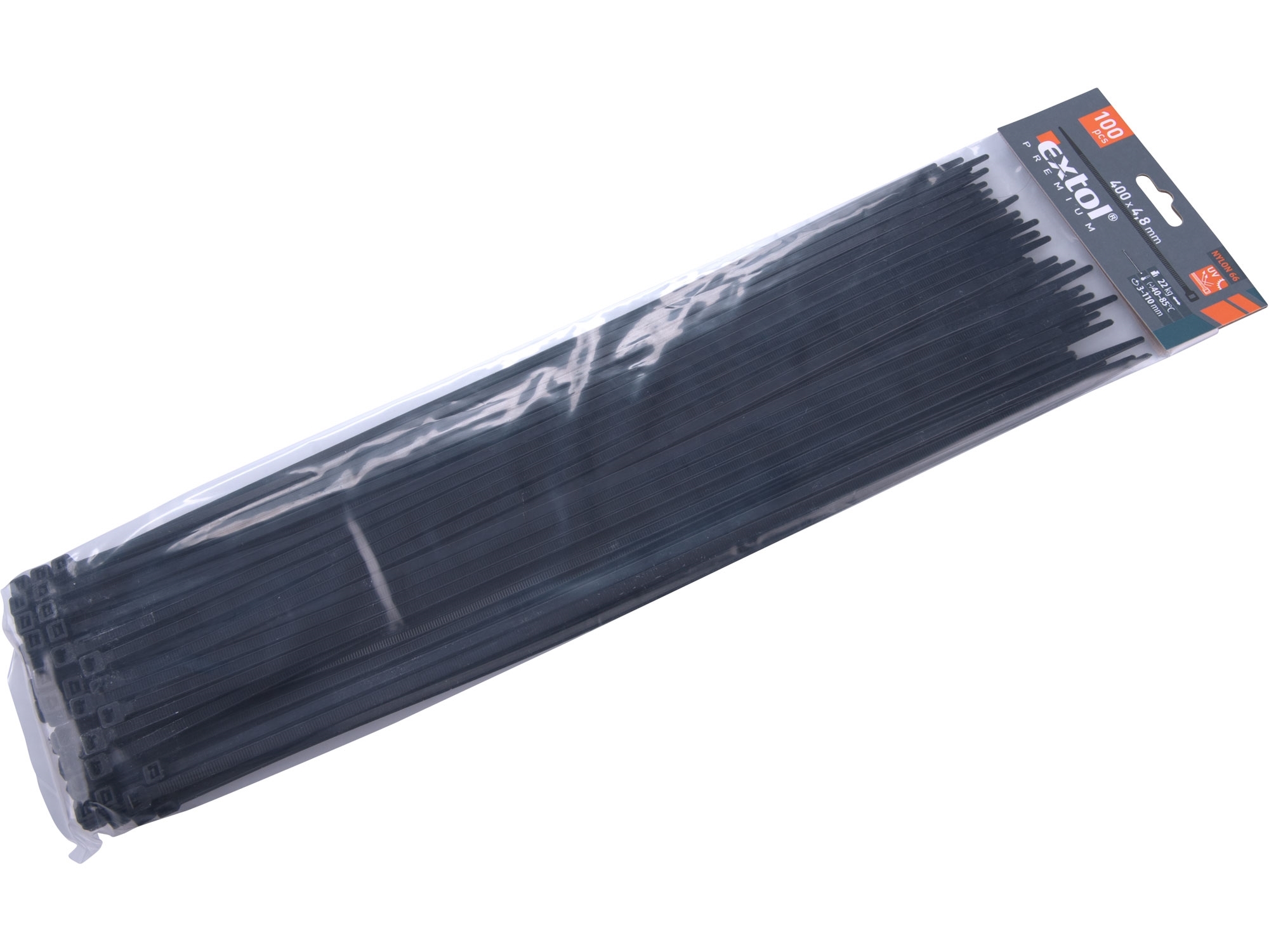 EXTOL PREMIUM Stahovací jednorázová páska 400 x 4,8mm, 100ks - černá 2998 ZAHRADA Sklad6 2998 100