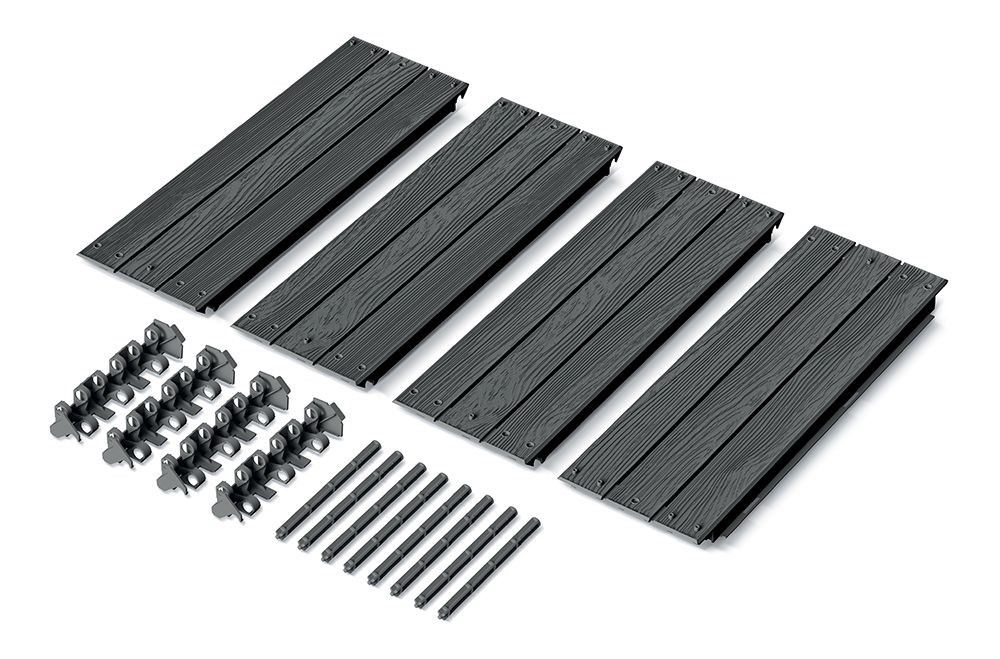 Prosperplast Vyvýšený záhon plastový BASE WOODY 75,6 ×75,6 cm – zahradní záhon, antracit 1150 ZAHRADA Sklad6 1150