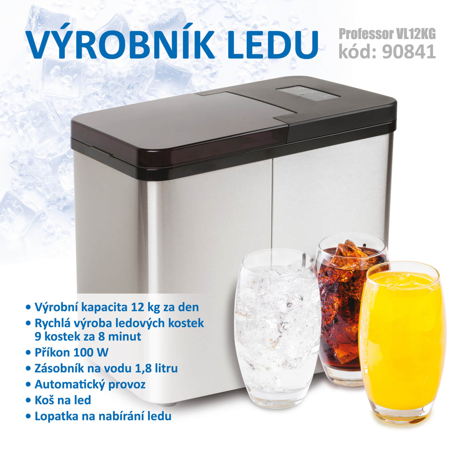 Malý výrobník ledu - ledovač Professor 12kg/24h 2220 ZAHRADA Sklad6 2220 >100