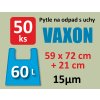 Pytle na odpadky Vaxon 60 l – 50 ks, 15 µm, s uchy, modré