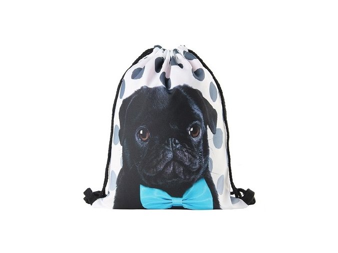 Drawstring bag mopsík černý gentleman