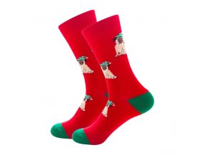 Ponožky s mopsíky vánoční