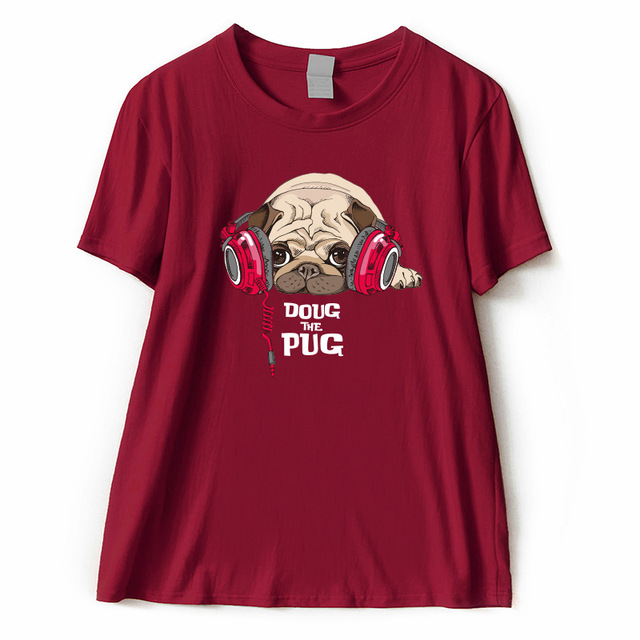 Triko pro holky Doug The Pug Barva: Červená, Velikost: L