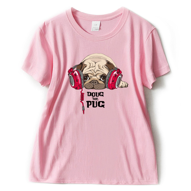 Triko pro holky Doug The Pug Barva: Růžová, Velikost: L