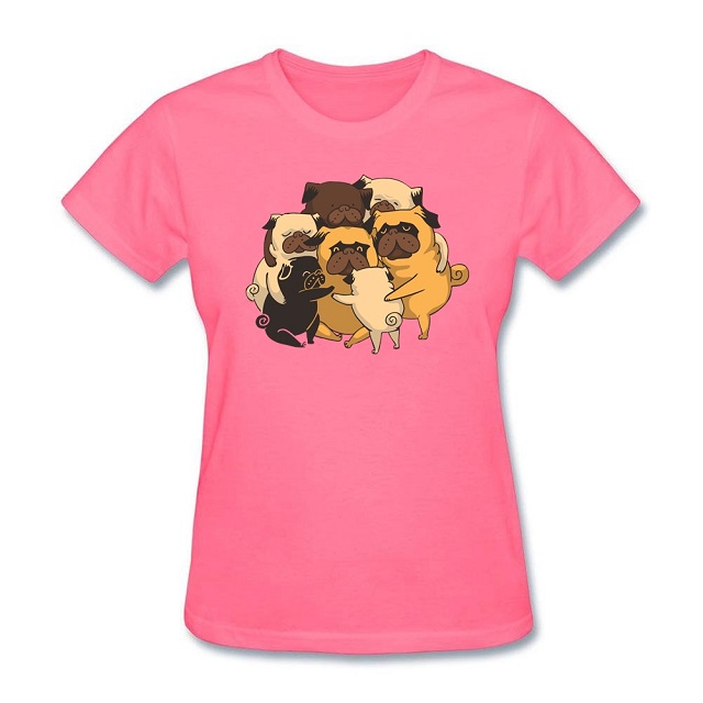 Triko pro holky mopsíci v objetí Barva: Růžová, Velikost: XL