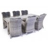 Záhradná jedálenská súprava KINGSTON 230 s 6 kreslami svetlo-sivá s tmavými vankúšmi