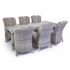 Záhradná jedálenská súprava KINGSTON 230 s 6 kreslami svetlo-sivá so svetlými poduškami