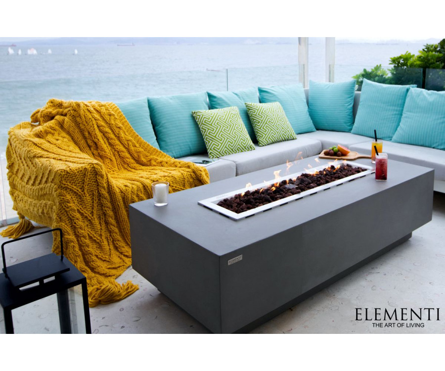Luxusní zahradní stůl s ohništěm - GRANVILLE - šedý