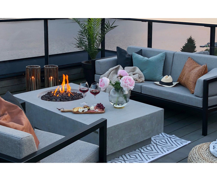 Luxusní zahradní stůl s ohništěm - METROPOLIS - šedý