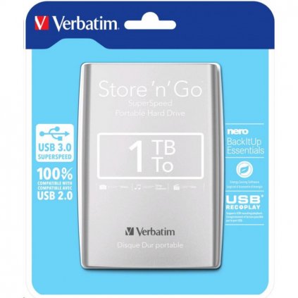 verbatim hdd 25 1tb store n go usb 30 stribrny