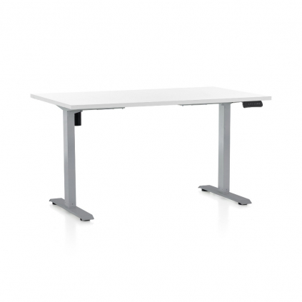 Výškově nastavitelný stůl OfficeTech B, 120 x 80 cm, šedá podnož, bílá
