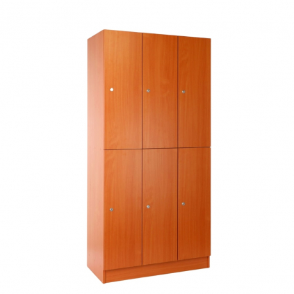 Dřevěná šatní skříňka Visio - 6 boxů, 90 x 45 x 185 cm, cylindrický zámek, třešeň