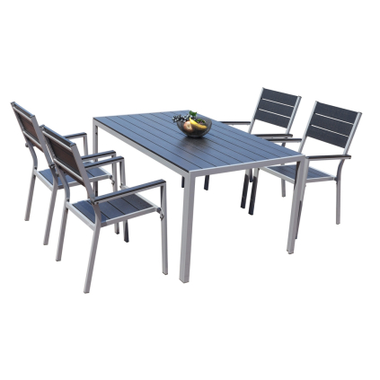 Zahradní sestava Fargo, obdélník - 4 místa, černá / šedá