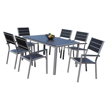 Zahradní sestava Fargo, obdélník - 6 míst, černá / šedá