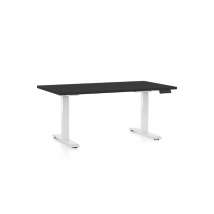 Výškově nastavitelný stůl OfficeTech C, 140 x 80 cm, bílá podnož, černá