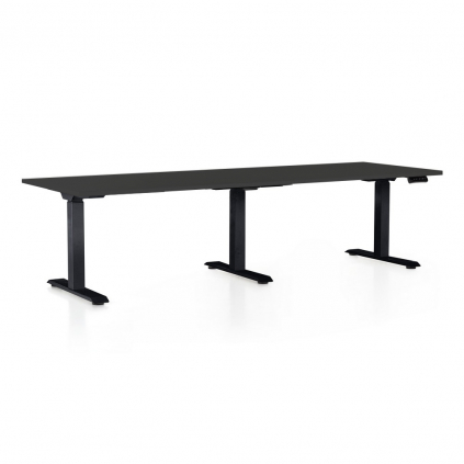 Výškově nastavitelný stůl OfficeTech Long, 240 x 80 cm, černá podnož, černá