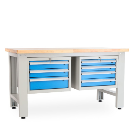 Dílenský stůl Solid OAK-34, 150 cm, 2 závěsné boxy, dub