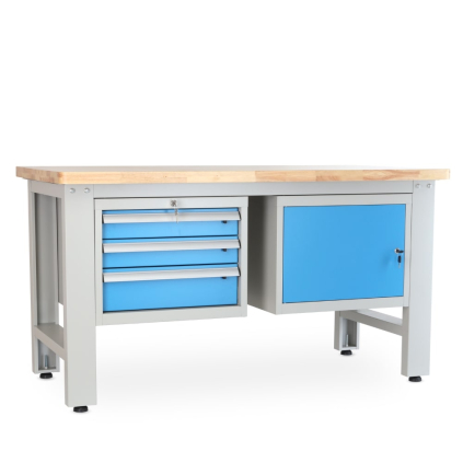 Dílenský stůl Solid OAK-31, 150 cm, 2 závěsné boxy, dub