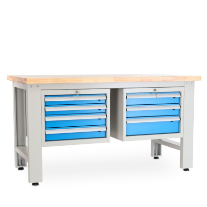 Dílenský stůl Solid OAK-43, 150 cm, 2 závěsné boxy, dub