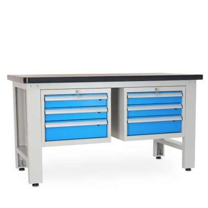 Dílenský stůl Solid MDF-33, 150 cm, 2 závěsné boxy, černá