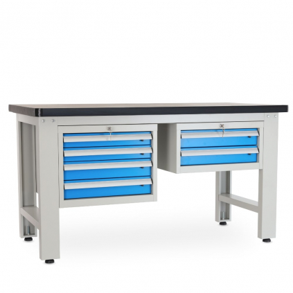 Dílenský stůl Solid MDF-42, 150 cm, 2 závěsné boxy, černá