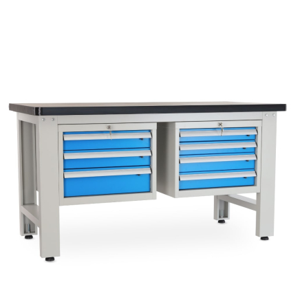 Dílenský stůl Solid MDF-34, 150 cm, 2 závěsné boxy, černá