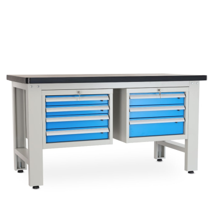 Dílenský stůl Solid MDF-43, 150 cm, 2 závěsné boxy, černá