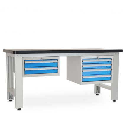 Dílenský stůl Solid MDF-24, 180 cm, 2 závěsné boxy, černá