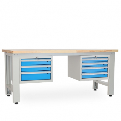 Dílenský stůl Solid OAK-34, 210 cm, 2 závěsné boxy, dub