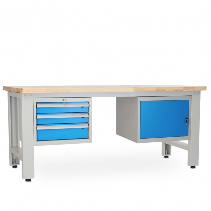 Dílenský stůl Solid OAK-31, 210 cm, 2 závěsné boxy, dub