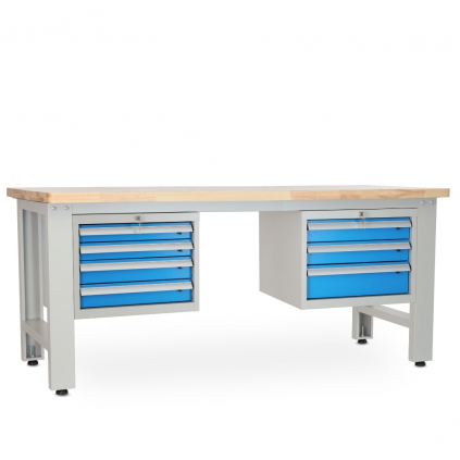 Dílenský stůl Solid OAK-43, 210 cm, 2 závěsné boxy, dub