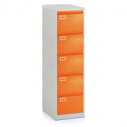 46977 kovova kartoteka a4 5 zasuvek 45 5 x 62 x 162 5 cm cylindricky zamek oranzova ral 2004