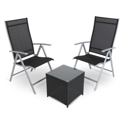 46896 3 zahradni balkonovy set fulvio 2 mista cerna seda