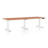 Výškově nastavitelný stůl OfficeTech Long, 240 x 80 cm, bílá podnož, třešeň