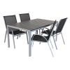 Zahradní sestava Lucio, obdélník - 4 místa, černá / šedá