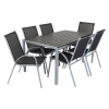 Zahradní sestava Lucio, obdélník - 6 míst, černá / šedá