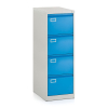 Kovová kartotéka A4 - 4 zásuvky, 45,5 x 62 x 132 cm, cylindrický zámek, modrá - ral 5012