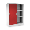 58247 stredni univerzalni kovova skrin s posuvnymi dvermi 90 x 40 x 120 cm cylindricky zamek cervena ral 3000