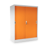 58253 1 stredni univerzalni kovova skrin s posuvnymi dvermi 90 x 40 x 120 cm cylindricky zamek oranzova ral 2004